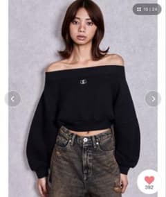 GYGYオフショルダーショートスウェットトップス ブラックのサムネイル