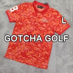 GOTCHA GOLF ガッチャ ゴルフ ポロシャツ 半袖 オレンジ 総柄 迷彩