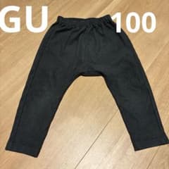 GU100 キッズ 秋冬リブパンツ ダークグレー