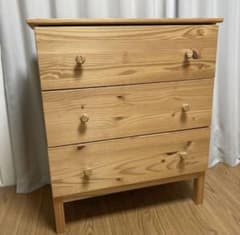 イケア IKEA TARVAタルヴァ 3段チェスト 木製 廃盤品 レア タンス