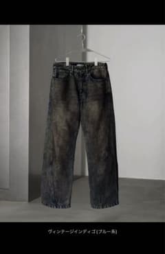 【WYM】VINTAGE WASHED CURVED DENIM ブルー Mのサムネイル