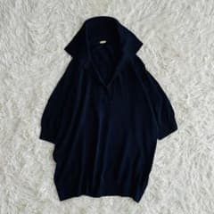 【極美品】ドゥーズィエムクラス シルク ポロシャツ ニット ネイビー Vネック 極美品】ドゥーズィエムクラス シルク ポロシャツ ニット ネイビー V