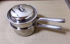【中古・傷汚れあり】プリンセスなべ　ステンレス 片手鍋 2個セット 蓋付き 中古・傷汚れあり】プリンセスなべ ステンレス 片手鍋 2個セット 蓋
