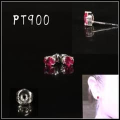 Pt900】赤宝石 付ピアス 一対 重さ約1g - メルカリ