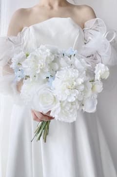 アーティフィシャルフラワーブーケ 前撮り 水色ブーケ 結婚式
