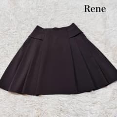 ★Rene スカート 極美品 Rene サイドボックスプリーツスカート ダークブラウン 36 日本