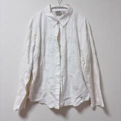 チコズ 長袖 ブラウス 刺繍柄 白 ゆったり ビッグサイズ リメイク　訳アリのサムネイル