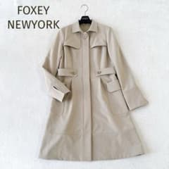 ★FOXEY NEWYORK★スプリングコート 飾りベルト付 グレージュ 40 ☆FOXEY NEWYORK☆スプリングコート 飾りベルト付 グレージュ 40