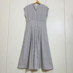 美品 Ballsey BBダイアゴナルプリント ウエストタックフレアワンピース