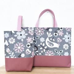 レッスンバッグ　上履き入れ　女の子　北欧　2点セット　手提げ袋　入園　入学