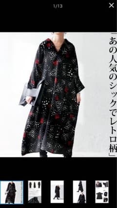 アンティカ　花柄デザインドットワンピースのサムネイル