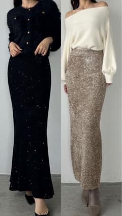 louere ロングスカート　スパンコール　シャギーニットのサムネイル