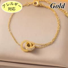 新品 アンクレット レディース 2連リング ゴールド ステンレス アレルギー対応