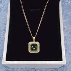 222N エメラルドCZネックレス ゴールド レディース 上品 高見え 人気