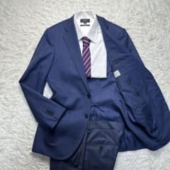 極美品 トゥモローランド ピルグリム×高級生地 ネイビー ストライプ 総裏 極美品 トゥモローランド ピルグリム 高級生地 セットアップ ネイビー