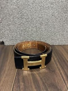 HERMES ベルト 黒 金色バックルのサムネイル