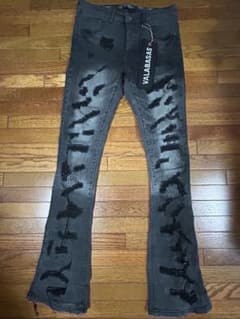VALABASAS ブラック ダメージデニム valabasas バラバサス スタックフレアダメージデニム ブラック 新品 M