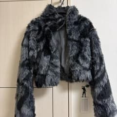 フェイクファー ショート丈 ジャケット グレーのサムネイル