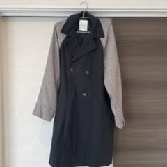 CREOLME ネイビー・チェック柄 ロングコート - メルカリ