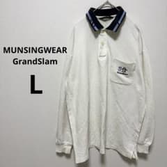 マンシングウェア グランドスラム ポロシャツ 長袖 リブ袖 白 メンズ L
