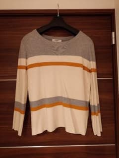 NATURAL BEAUTY BASIC ボーダー柄 長袖ニット Mのサムネイル