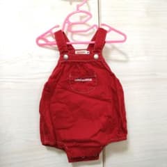 ミキハウス オリジナル 赤いオーバーオールロンパース M(80-90)のサムネイル