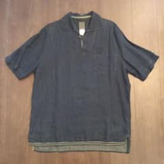 イタリア製【120% lino】リネン（麻）半袖シャツ　藍色のサムネイル