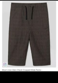 HAVERSACK ウールリネン グレンチェック クロップドワイドパンツ　 L HAVERSACK ウールリネン グレンチェック クロップドワイドパンツ L