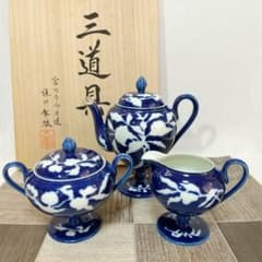 深川製磁 草花折枝白抜紋 三道具 ポット シュガー クリーマー - メルカリ