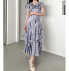 dazzlin バリエフルイドワンピース ブルー ストライプ S - メルカリ