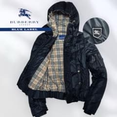 【希少】バーバリーブルーレーベル　スタジャン　フード　チェック　ホースロゴ刺繍 希少】バーバリーブルーレーベル スタジャン フード チェック