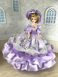 ゆ*ん様 ジェニーフレンド27cmドール服　紫♡お花たっぷりのドレス 002 ジェニーちゃんドレス ハンドメイド - メルカリ