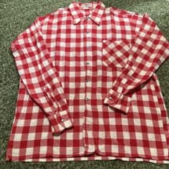60s〜70s ヴィンテージ ギンガムチェックシャツ 赤白 ビッグチェック 長袖