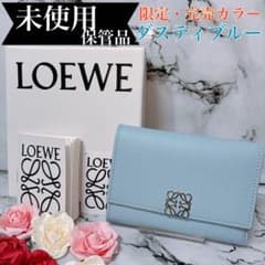 極美品 完売色 ロエベ バーティカルウォレット スモール ダスティブルー LOEWE ロエベ バーティカルウォレット スモール ダスティブルー 折り