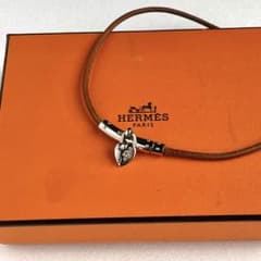 HERMÈS ヴィヴィリデ レザーチョーカー ハート カデナ ブラウン 箱付き