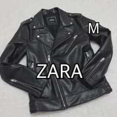 美品】ZARA ダブルライダースジャケット M相当 黒 フェイクレザー 853