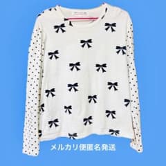 【コムデギャルソンガール】　リボン柄　ドット柄　ロングTシャツ　L 総柄　長袖 コムデギャルソンガール】 リボン柄 ドット柄 ロングTシャツ L 総柄