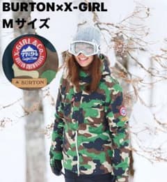 専用ただ今断捨離中Burton X-girlカモフラージュ スノーボードウェア バートン X-girl スノボウェア ジャケット カモフラ柄 レディース M