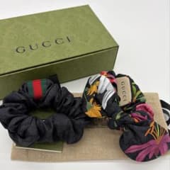 新品未使用 GUCCI グッチ 100%シルク ヘアゴム シュシュ 2点セット