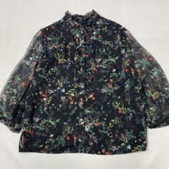 美品 レリアン プラスハウス 花柄 フリル 7分袖ブラウス - メルカリ