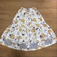 PINK HOUSE☆綿ローンテディベアとすみれプリントパッチワークスカート PINK HOUSE☆綿ローンテディベアとすみれプリントパッチワークスカート