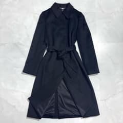 美品 INED イネド カシミヤ100% チェスターコート ブラック ベルト 極美品 イネド カシミア100% ステンカラーコート ベルト ブラック 9号