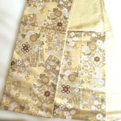 袋帯 岡分織物 成人式 振袖用 礼装用 金地 桜 菊 華文 源氏香 440㌢ 袋帯 岡分織物 成人式 振袖用 礼装用 金地 桜 菊 華文 源氏香 440