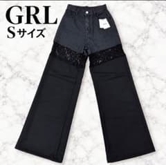 GRLデニムレースツイル異素材ドッキングパンツSサイズのサムネイル