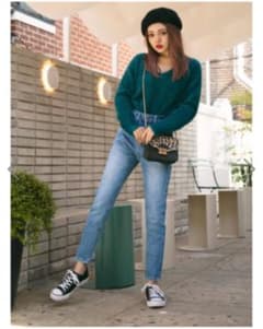 GRL ハイウエストテーパードデニムパンツ Sのサムネイル