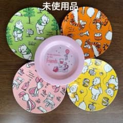 미사용품☆디즈니 스토어 푸씨 멜라민 플레이트 4장+이치반 복권 플레이트 1장