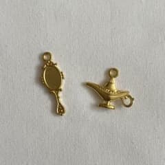 【2個】ミラー ランプ ゴールド チャーム ハンドメイド パーツ デコ - 2