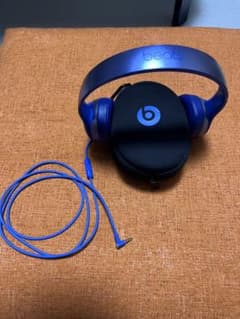 美品Beats 有線ヘッドホン ソロ本体 ブルーメタリックパッド交換 動作