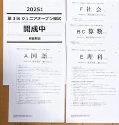 ㉕あ　早稲田アカデミー 2025年度 開成中 志望校別オープン模試　5回セット 早稲田アカデミー5年 ジュニアオープン 模試 開成中 2025年度第3回
