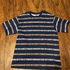 HUMAN MADE Tシャツ ロゴ 総柄 ネイビー XLのサムネイル